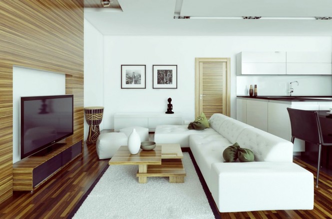 Vzhled moderního obývacího pokoje